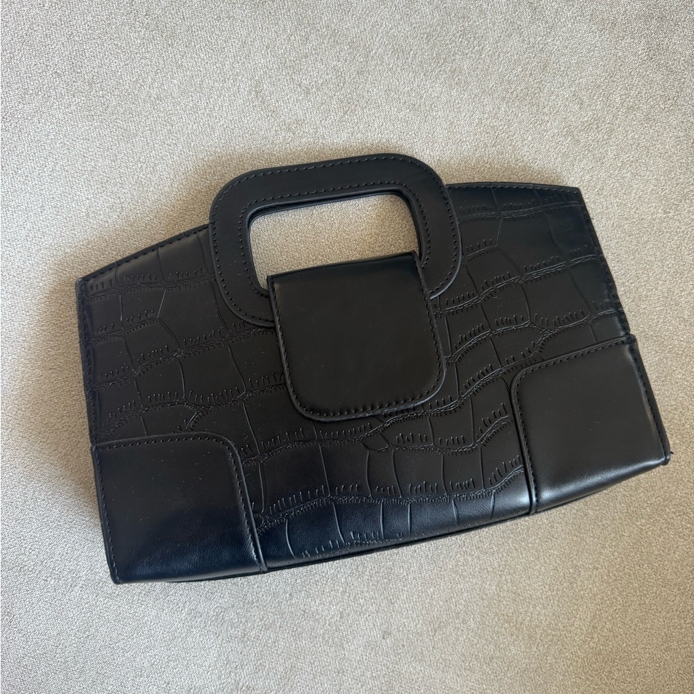 Black Crocodile-Embossed Women's Handbag